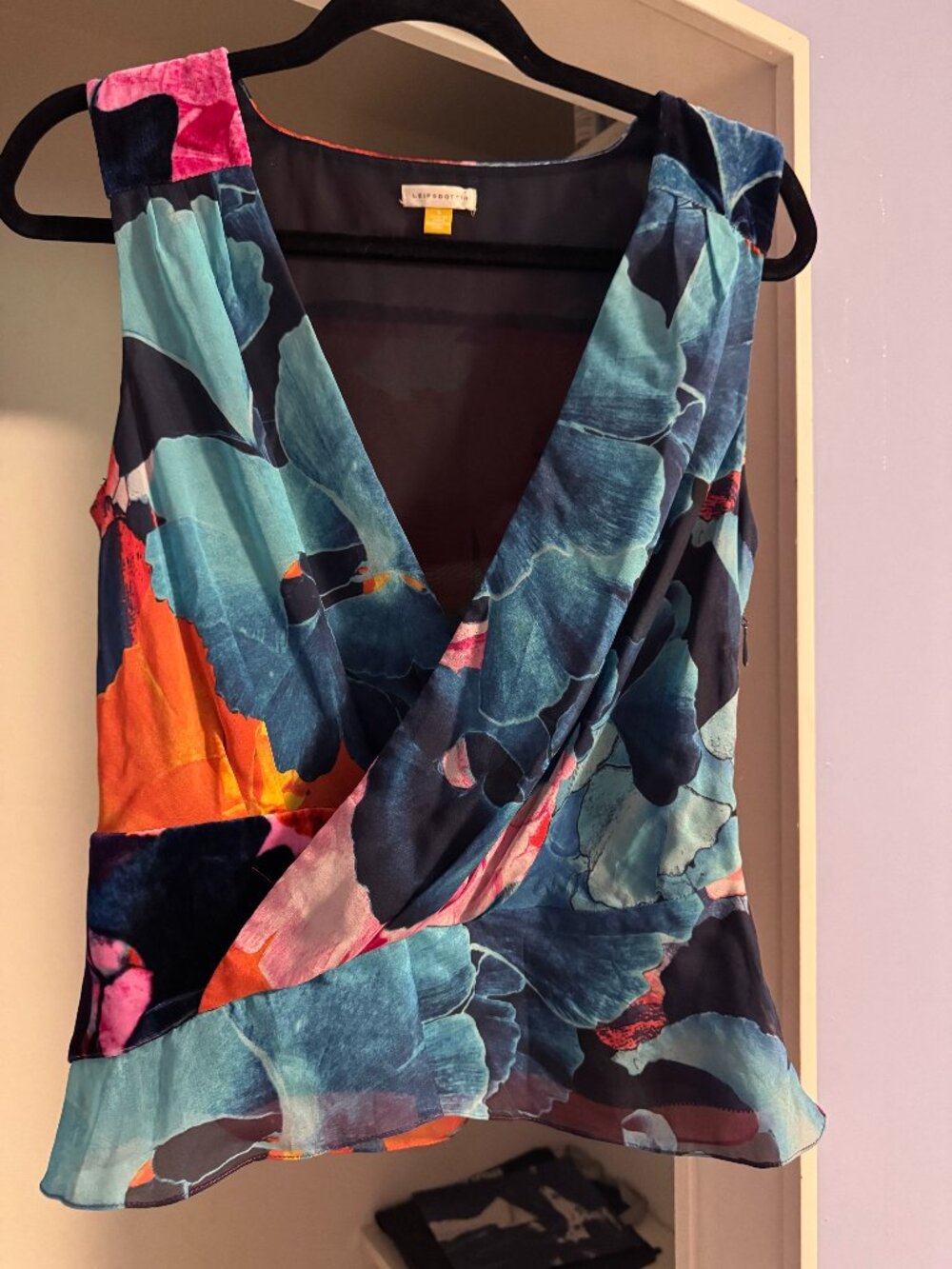 Anthropologie Leifsdottir Silk and Velvet Wrap Top